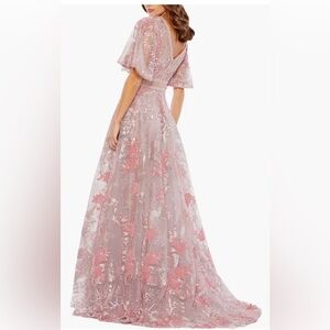 Mac Duggal Pink Floral Maxi Dress